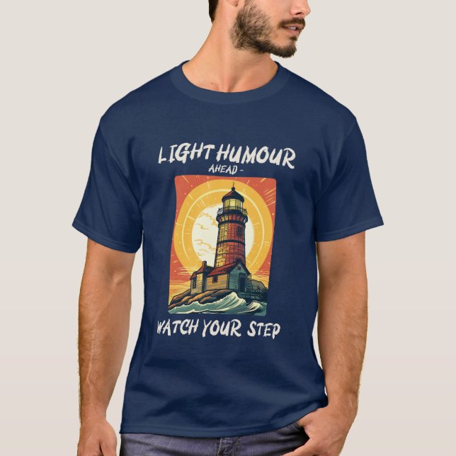Cool Retro sunset vintage funny lighthouse  T-Shirt (Front)