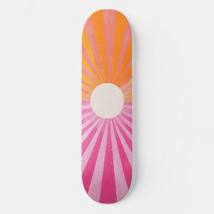 Cool Retro Sunshine Pink and Orange Skateboard