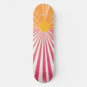Cool Retro Sunshine Pink and Orange Skateboard