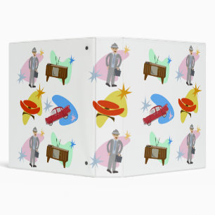 Cool Retro Swanky Sixties Characters Pattern  Binder