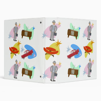 Cool Retro Swanky Sixties Characters Pattern  Binder