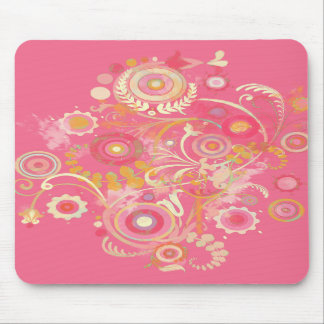 Cool Retro Swirl Pink Mousepad