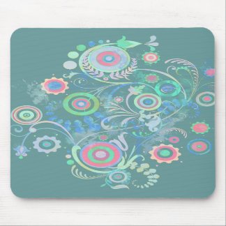 Cool Retro Swirl Teal Mousepad