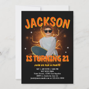 Cool Retro Teen Photo Bootleg Rap Birthday Party Invitation