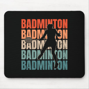 Cool Retro Text Silhouette Badminton Mouse Pad