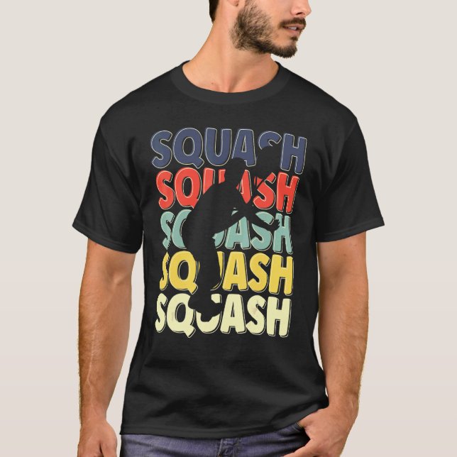 Cool Retro Text Silhouette Squash T-Shirt (Front)