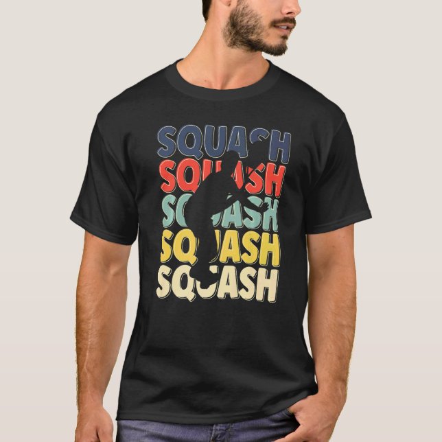 Cool Retro Text Silhouette Squash T-Shirt (Front)