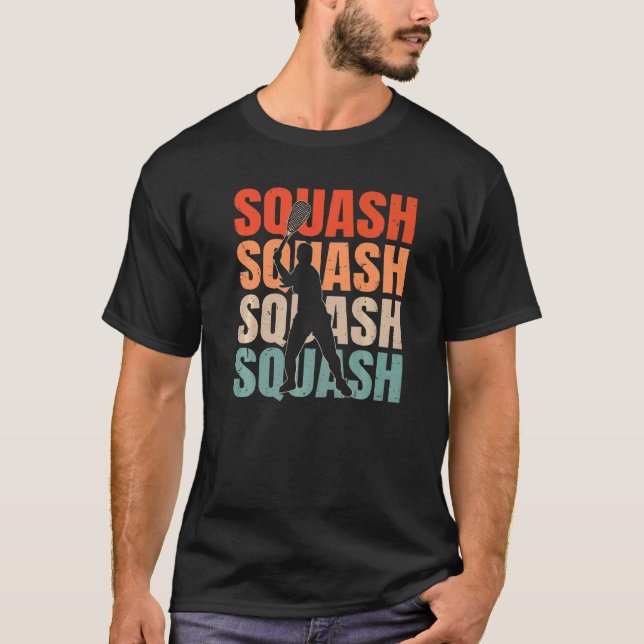 Cool Retro Text Silhouette Squash T-Shirt (Front)