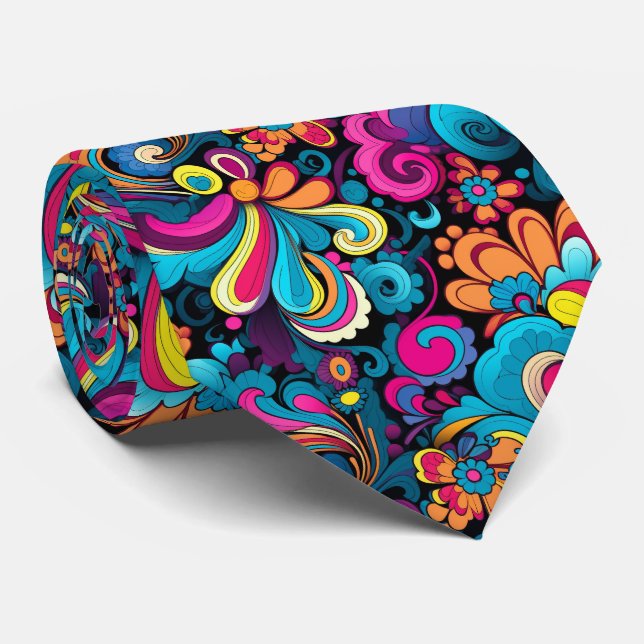 Cool retro tiled pattern  tie (Rolled)