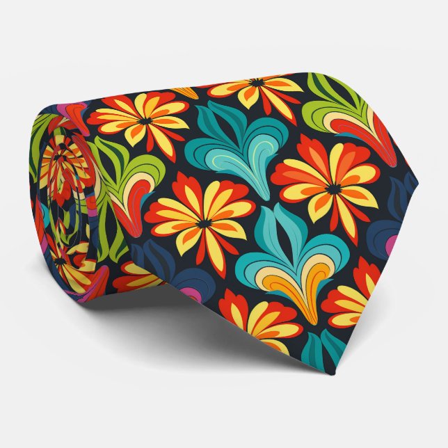 Cool retro tiled pattern  tie (Rolled)