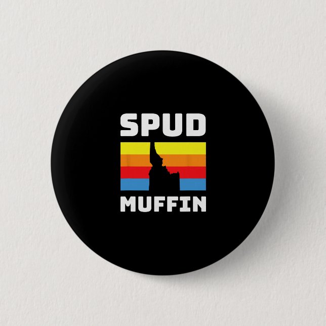 Cool Retro Travel Idaho Vacation Potatoes Spud Muf 2 Inch Round Button (Front)