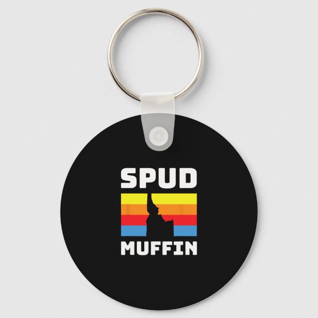 Cool Retro Travel Idaho Vacation Potatoes Spud Muf Keychain (Front)