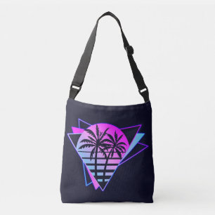 Cool Retro Tropical Palm Trees Geometric Crossbody Bag