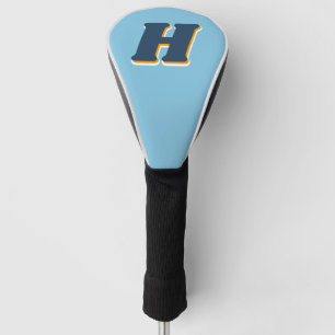 Cool Retro Typography Monogram Initial   Blue Golf Head Cover