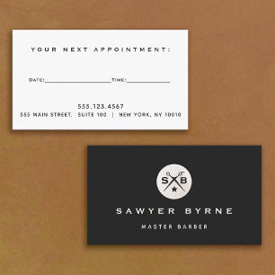 Cool Retro Vintage Barber Monogram Appointment Bu Business Card