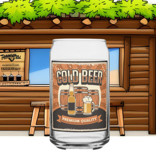 Cool retro vintage beer lovers  can glass