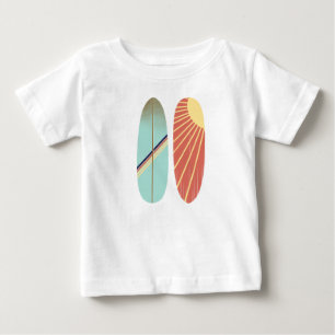 Cool Retro Vintage Blue and Red Surfboard  Baby T-Shirt