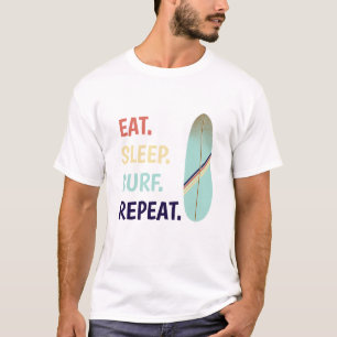 Cool Retro Vintage Blue Surfboard  Surfer  T-Shirt