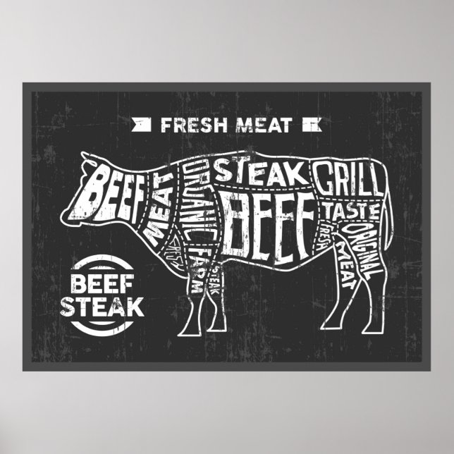 cool retro vintage butcher shop  poster (Front)