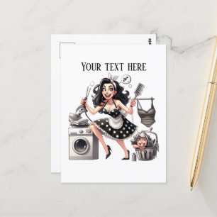 Cool retro vintage lady add text postcard
