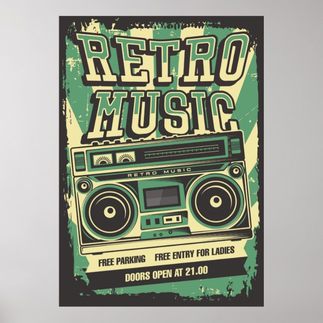 cool retro vintage music store poster (Front)