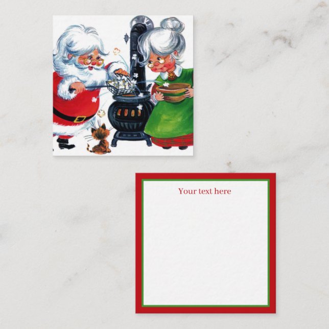 cool retro vintage Santa Mrs. Claus Card (Front/Back)