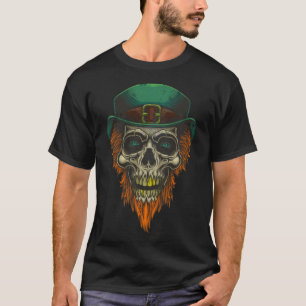 Cool Retro Vintage Sarcastic Skull with Green Hat  T-Shirt