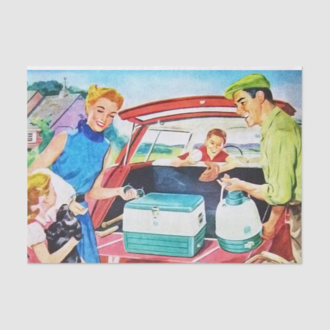 cool retro vintage travelling Family decoupage Tissue Paper (Front)