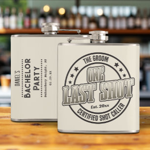 Cool Retro Vintage Typography Groom Bachelor Party Hip Flask