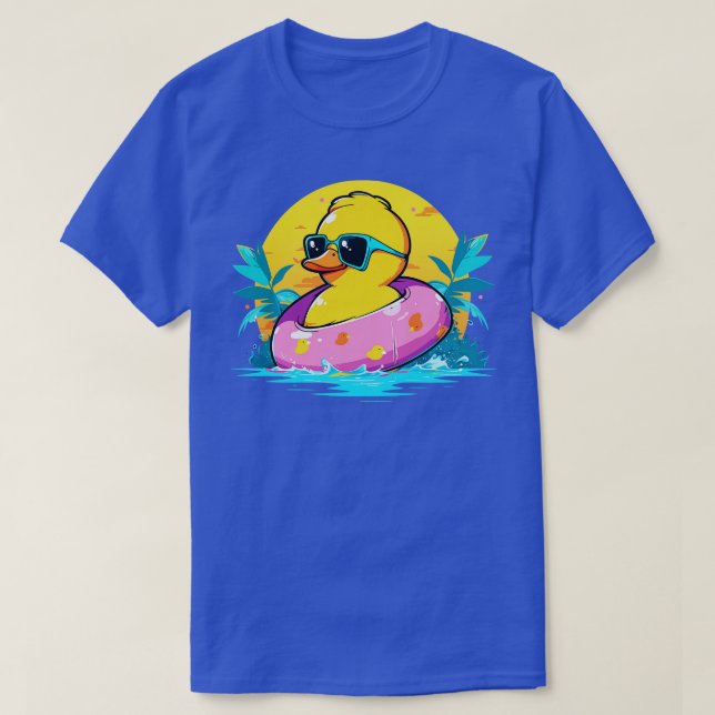 Cool Retro Yellow Duck in Sunglasses 70s 80s Funny T-Shirt (Design Front)