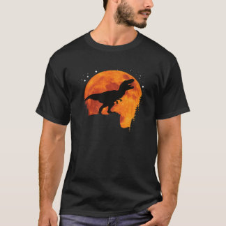 Cool Rex Dinosaur Saurus Moon World Earth Silhouet T-Shirt