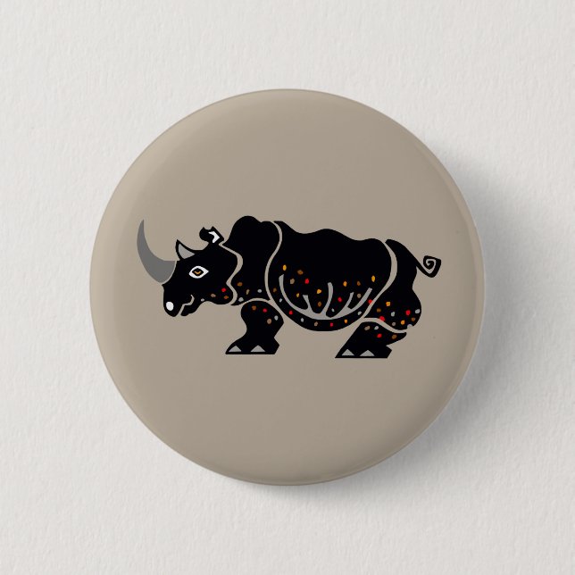 Cool RHINO - Endangered animal graphic 2 Inch Round Button (Front)