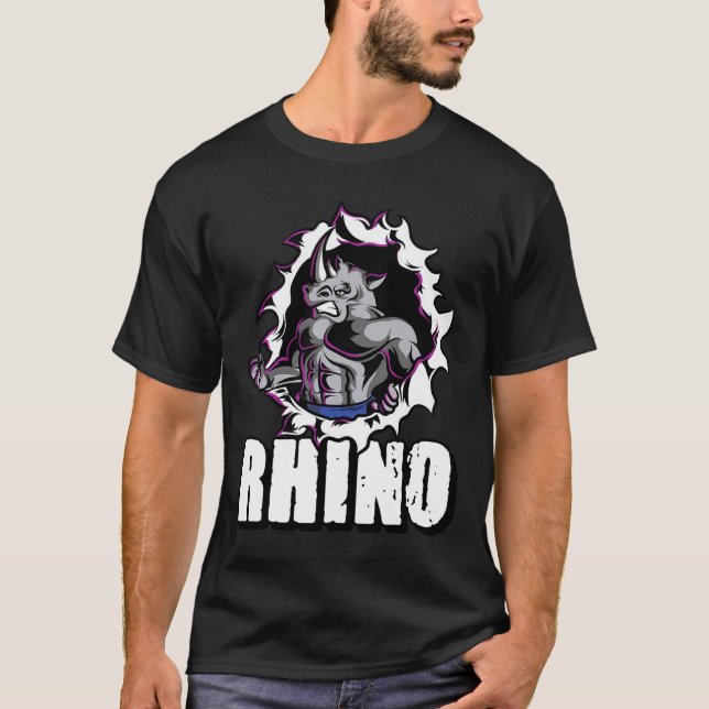 Cool Rhino Fitness Bodybuilding Weightlifting  T-Shirt (Front)