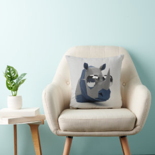 Cool Rhino Wearing Glasses Throw Pillow