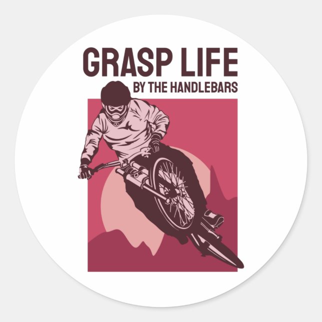 Cool Rider Design - Grasp Life Classic Round Sticker (Front)