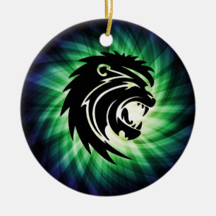 Cool Roaring Lion Silhouette Ceramic Ornament