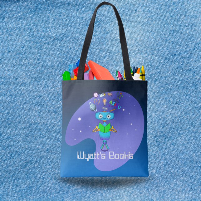 Cool Robot Reading & Learn In Galaxy Personalized  Tote Bag (Creator Uploaded)