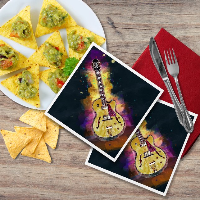 Cool Rock and Roll Band Guitar Art Napkin (Creator Uploaded)