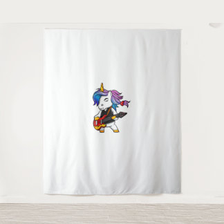 Cool rock and roll unicorn with guitar for rock fa tapestry
