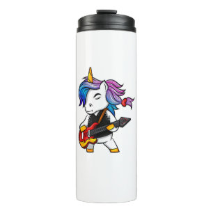 Cool rock and roll unicorn with guitar for rock fa thermal tumbler