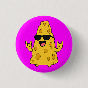  Cool Rock On Cheese Character With Sunglasses 1 Inch Round Button