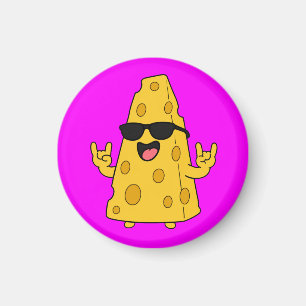 Cool Rock On Cheese Character With Sunglasses Magnet