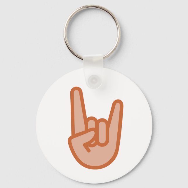 Cool Rock On Hand Emoji Keychain (Front)