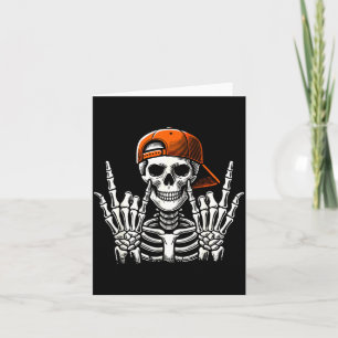 Cool Rock Skeleton Backwards Hat Halloween Spooky Card
