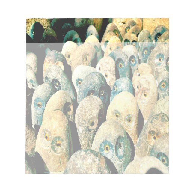 Cool Rock Stone Owl Faces with Eyes Notepad (Front)