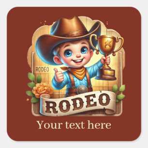 Cool Rodeo Cowboy add text Square Sticker