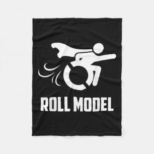 Cool Roll Model _ Funny Handicapped Person Wheelch Fleece Blanket