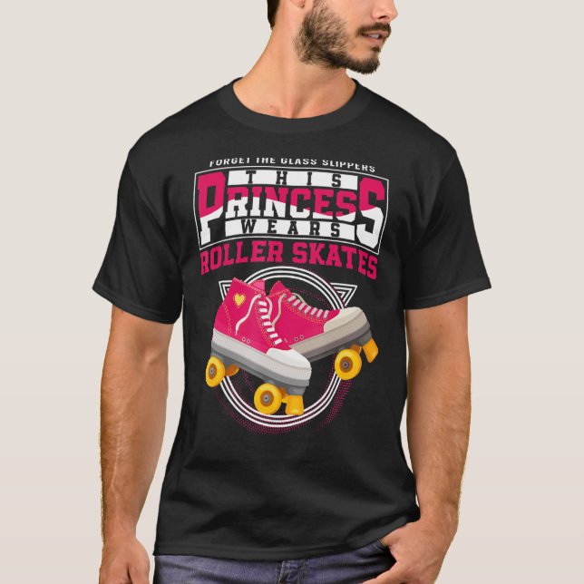 Cool Roller Skating Skate Girl 1970s Retro T-Shirt (Front)