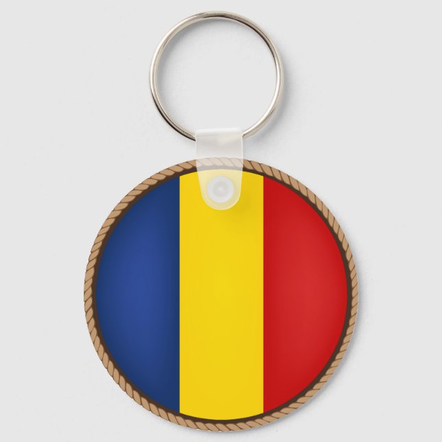 Cool Romania Flag Seal Keychain (Front)