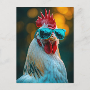 Cool Rooster Blue Sunglasses Postcard